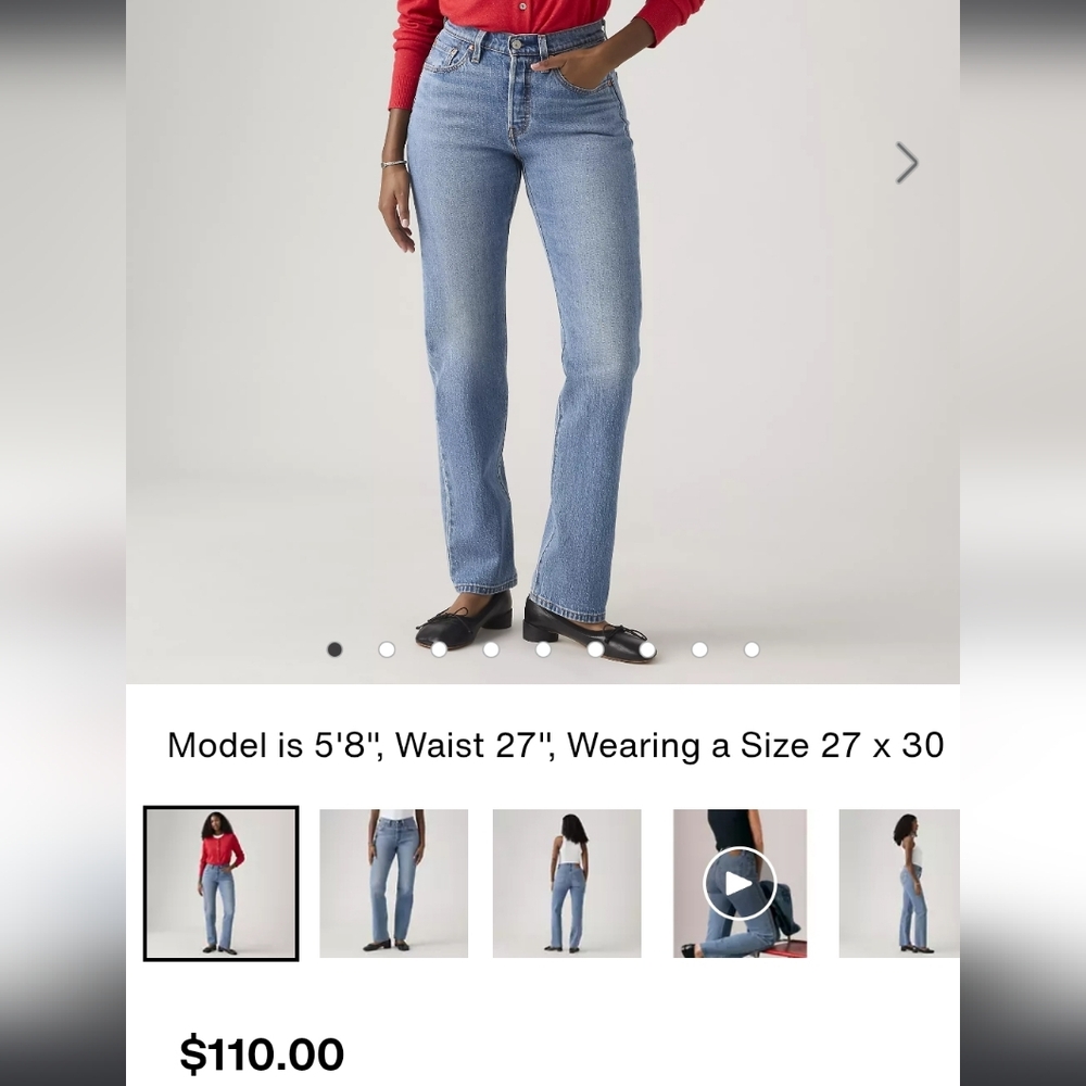 NWT Levi's 501 Curve Lucid Dreams Jeans Size 30/30